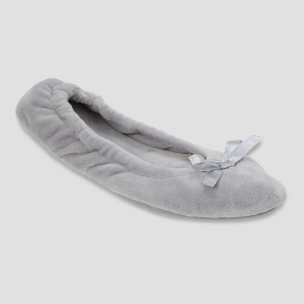 NWT Womens Gray Ballet Slippers Dluxe by dearfoams